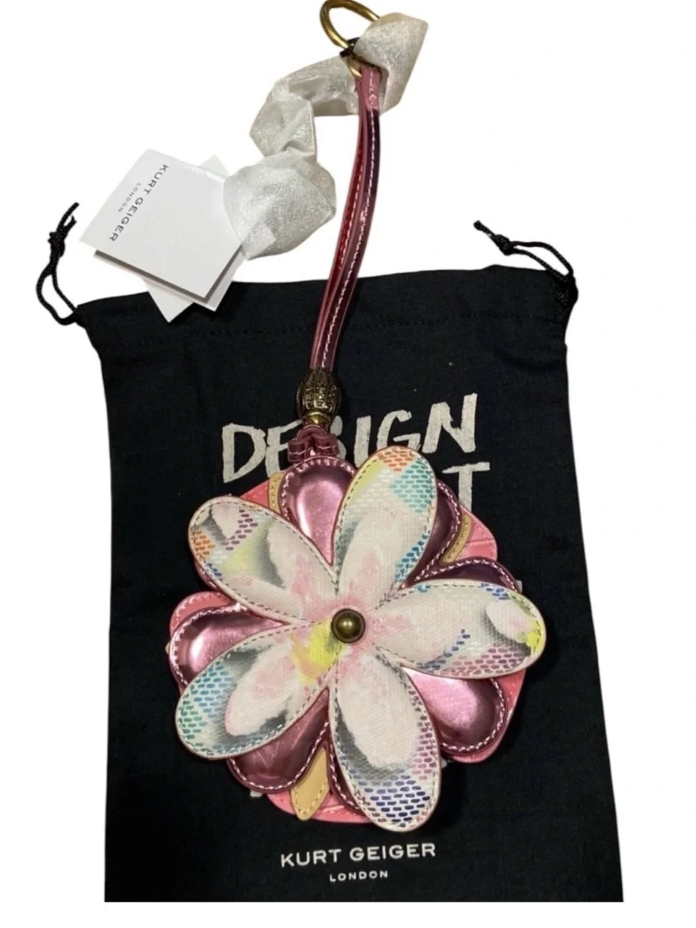 Kurt Geiger London Pink Comb Flower Charm NWT